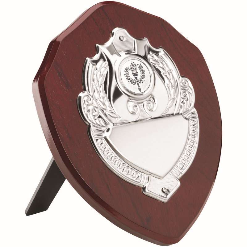 ROSEWOOD SHIELD WITH CHROME FRONT (1in CENTRE) – 6in
