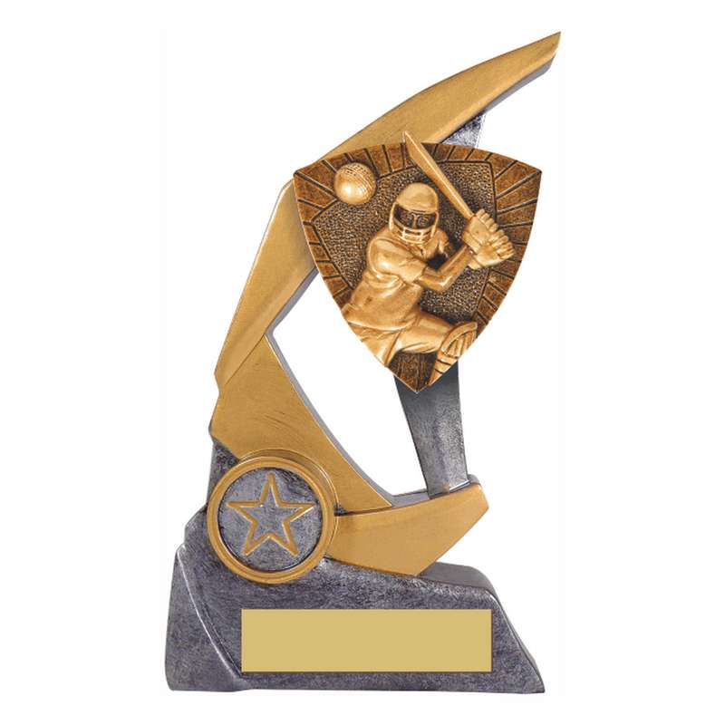 Antique Silver Resin Claw Trophy with Cricket Batsman Trim 150mm – Ant Silver